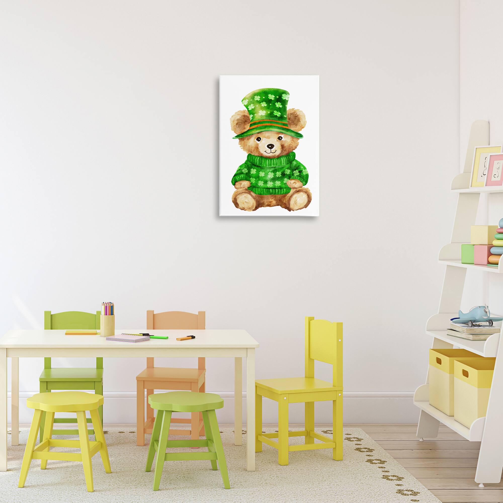 Stupell Industries St. Patty's Day Bear Canvas Wall Art